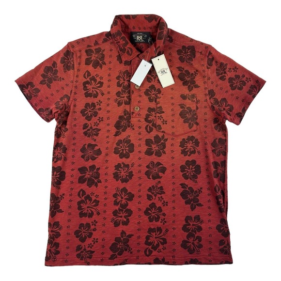 RRL Ralph Lauren Red Floral Cotton Rare Polo Size Men Small NWT 245$